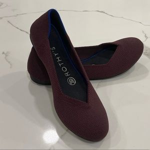 Rothys 'The Flat' in wine, size 6